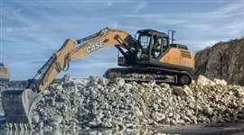 A yellow Case branded excavator