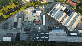 Aerial view of Volvo's compact equipment facility at Belley in France