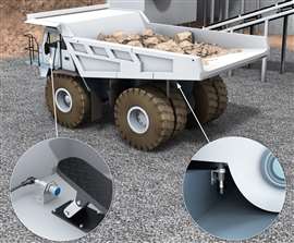 A 3D render of sensors placed in a dumper.