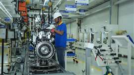 Assembly line at new CNH plant in New Delhi