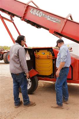 Flory 4840E electric field elevator prototype with Caterpillar battery pack