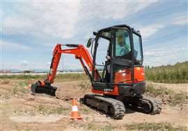 Kubota will be showing a battery power retrofit kit for two of its best-selling machines, the KX19 and the U27-4 (pictured)