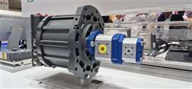 New EML 1 96 V motor for the eLion range on the Bosch Rexroth stand at Bauma