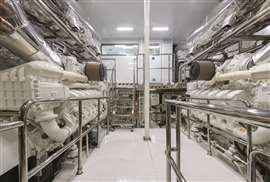 Sanlorenzo Steel 62 engine room with Rolls-Royce mtu engines