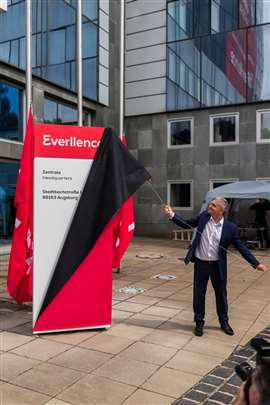 Everllence CEO Uwe Lauber unveils the new brand at the company's Augsburg, Germany, headquarters