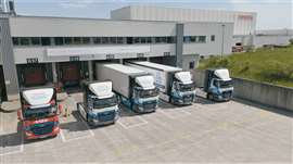 The fuel cell electric trucks that are traveling logistics routes in Europe for Toyota Motor Europe