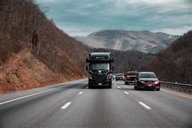 Freightliner Cascadia on autonomous test route in Texas