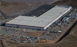An aerial view of the Tesla Gigafactory near Sparks, Nev.
