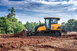 Ein Trimble Ready Hyundai Construction Equipment HD130A Bulldozer. Bild mit freundlicher Genehmigung von Trimble