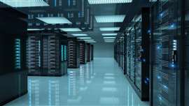 A digital image of a data centre interior
