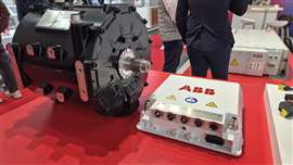 Motor and inverter on the ABB stand at Busworld 2025