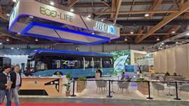 JBM Electric Vehicles stand at Busworld 2025