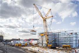 It is unusual to have a derrick system on a 300 tonne class crawler crane