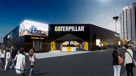 Un rendering digitale dell'ingresso del Cat's Operator Stadium al Conexpo-Con/Agg 2026 di Las Vegas (immagine per gentile concessione di Caterpillar)