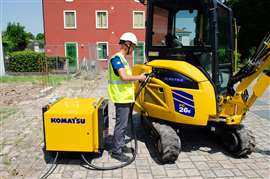 A Komatsu expandiu sua linha de miniescavadeiras elétricas na Europa com o modelo PC26E-6 (Imagem: Komatsu)