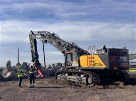 Large excavator in operation