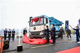 The launch of Sany's new intelligent hybrid pump truck in China (Image: Sany)