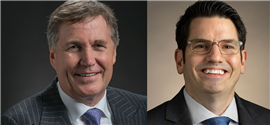 Andrew Bonfield (left) retires on 1 October 2026, to be replaced as CFO by Kyle Epley (right) (Image: Caterpillar)