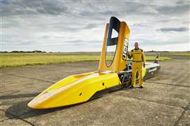 Wing Commander Andy Green will pilot the Hydromax car during its speed record attempt at Bonneville Salt Flats in August 2026 (Image: JCB)