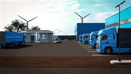 Konzept für einen Batteriewechsel- und LKW-Ladeplatz für E-Haul-Fahrzeuge