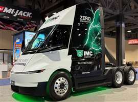 Tesla Semi battery-electric truck in IMC livery