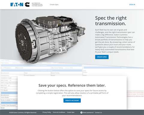 Eaton Cummins Automated Transmission Technologies' online transmission selector