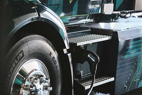 Volvo VNR Electric truck charging port
