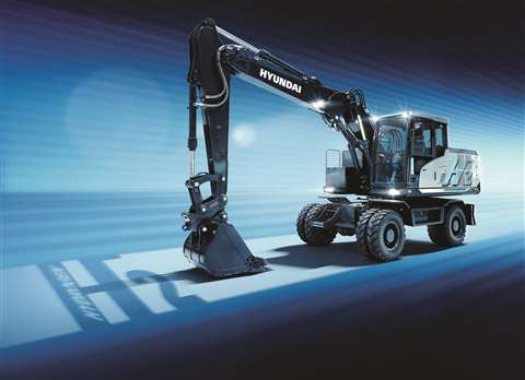 HW155 hydrogen-fuel-cell-powered wheeled excavator 