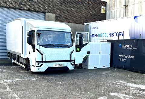 Tevva fuel cell truck refuelling at Element 2